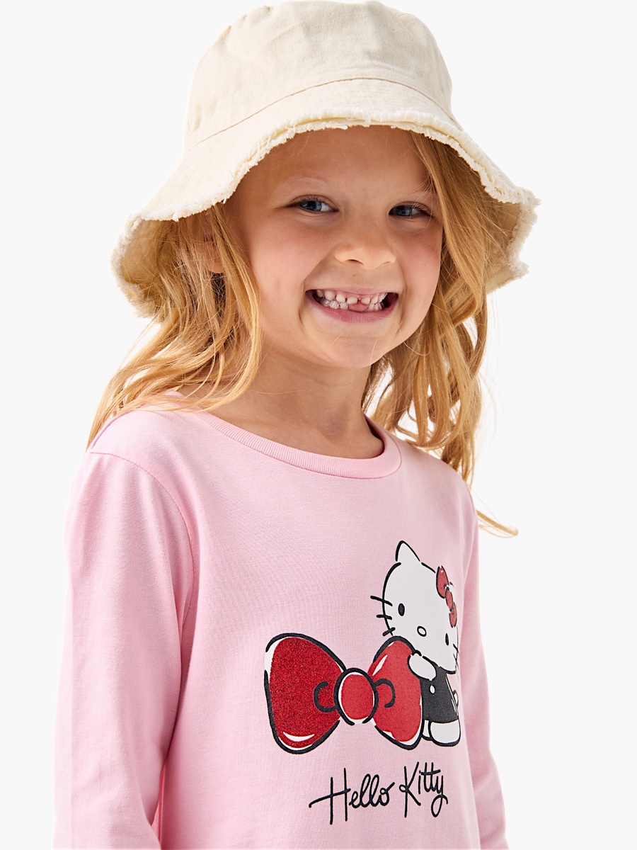 Hello Kitty Print Drop Waist Dress with Long Sleeves and Crew Neck For Default Category at Kuwait | Styli Hello Kitty Print Drop Waist Dress with Long Sleeves and Crew Neck For Default Category at Kuwait | Styli