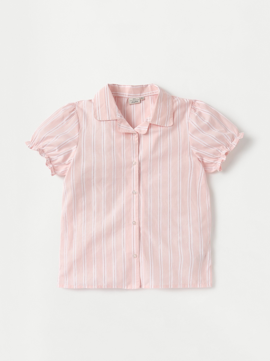 Striped Camp Collar Shirt and Elasticated Shorts Set