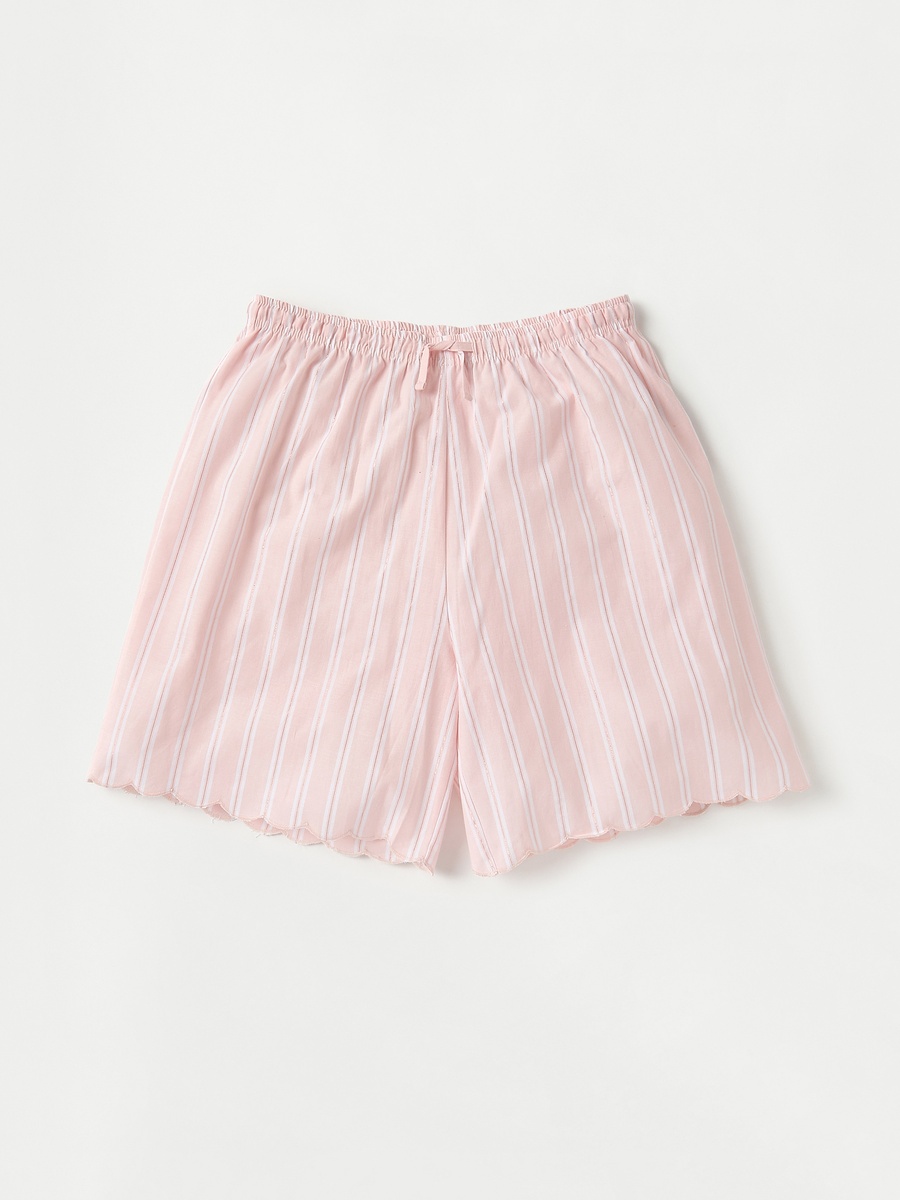 Striped Camp Collar Shirt and Elasticated Shorts Set