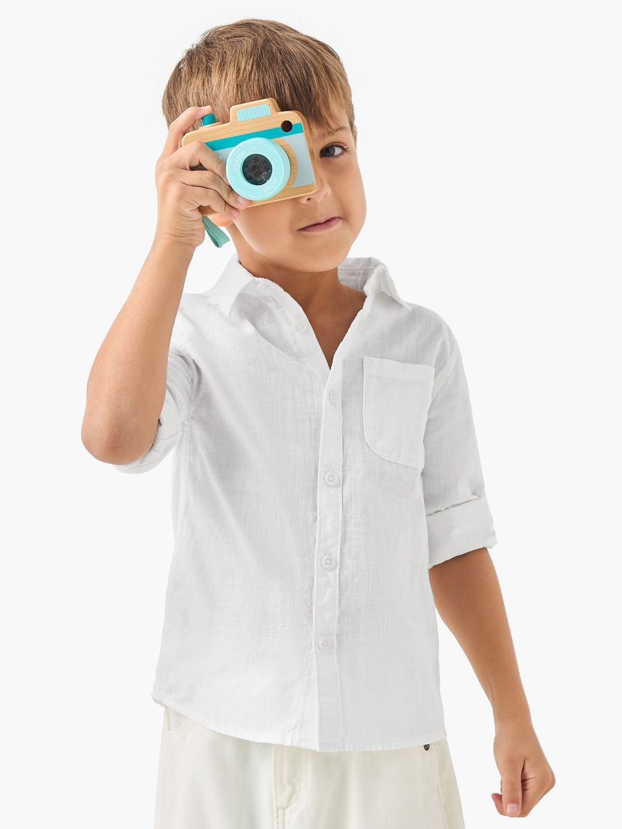 Solid Shirt with Button Closure and Long Sleeves