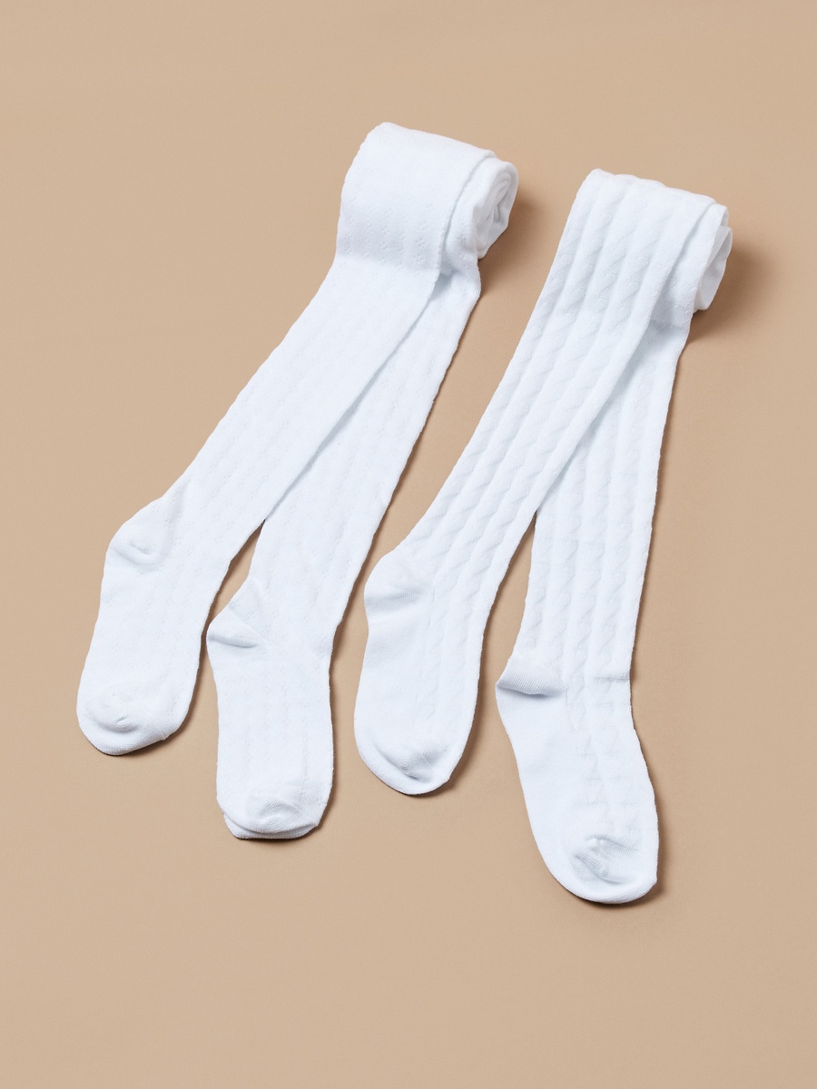 Textured Closed Feet Tights - Set of 2