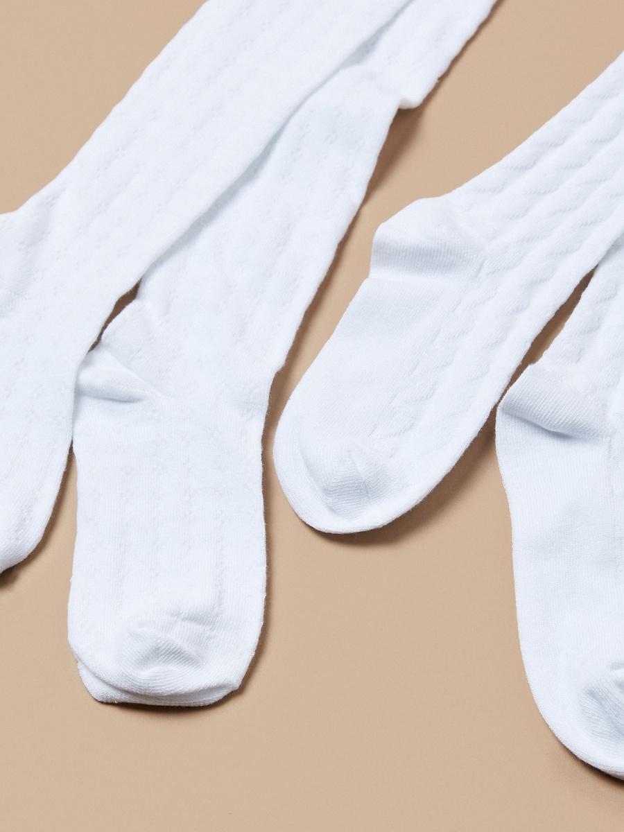 Textured Closed Feet Tights - Set of 2