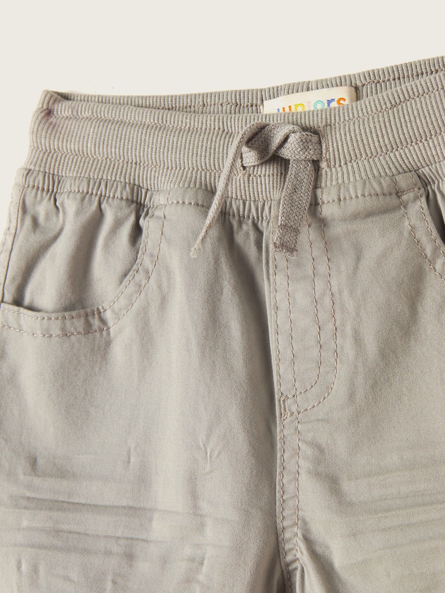 Solid Mid-Rise Pants with Drawstring Closure and Pockets