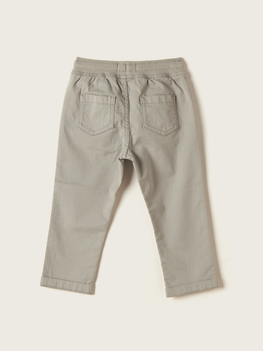 Solid Mid-Rise Pants with Drawstring Closure and Pockets