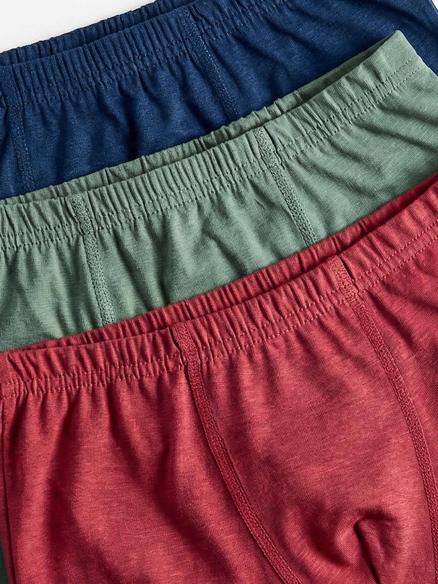 Solid Boxers with Elasticated Waistband - Set of 3