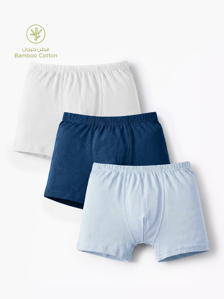 Solid Boxers with Elasticated Waistband - Set of 3
