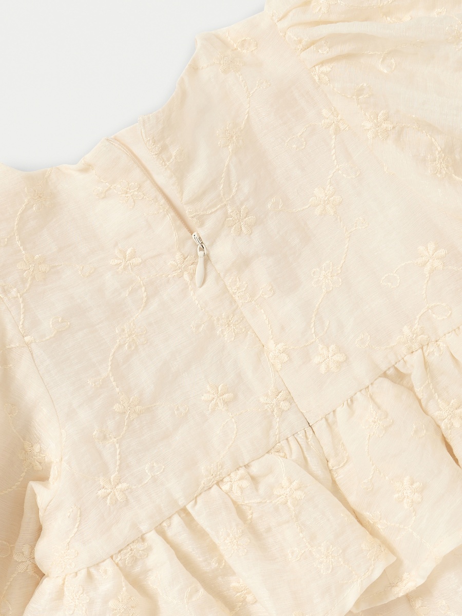 Floral Embroidered Romper with Bow Applique and Short Sleeves