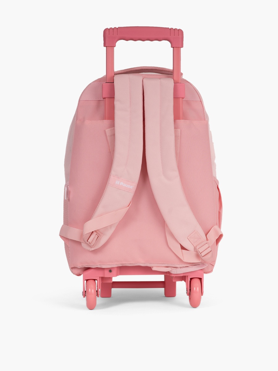 Printed 18-Inch Trolley Backpack with Retractable Handle and Zip Closure - 28X13X45 cm