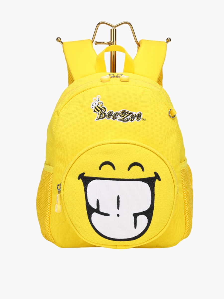 Logo Print Backpack with Adjustable Straps and Zip Closure - 12X8X30 cm