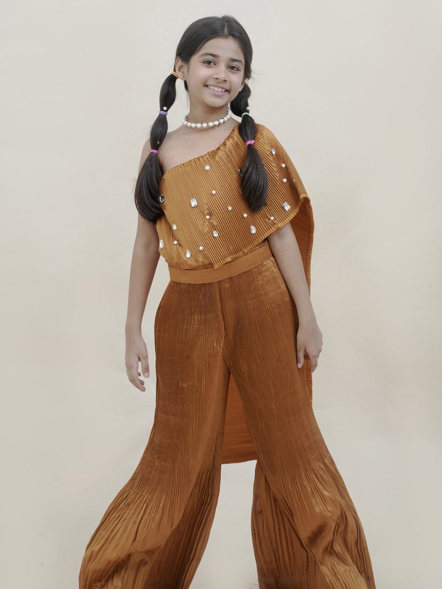 Embellished One Shoulder Wide Leg Jumpsuit