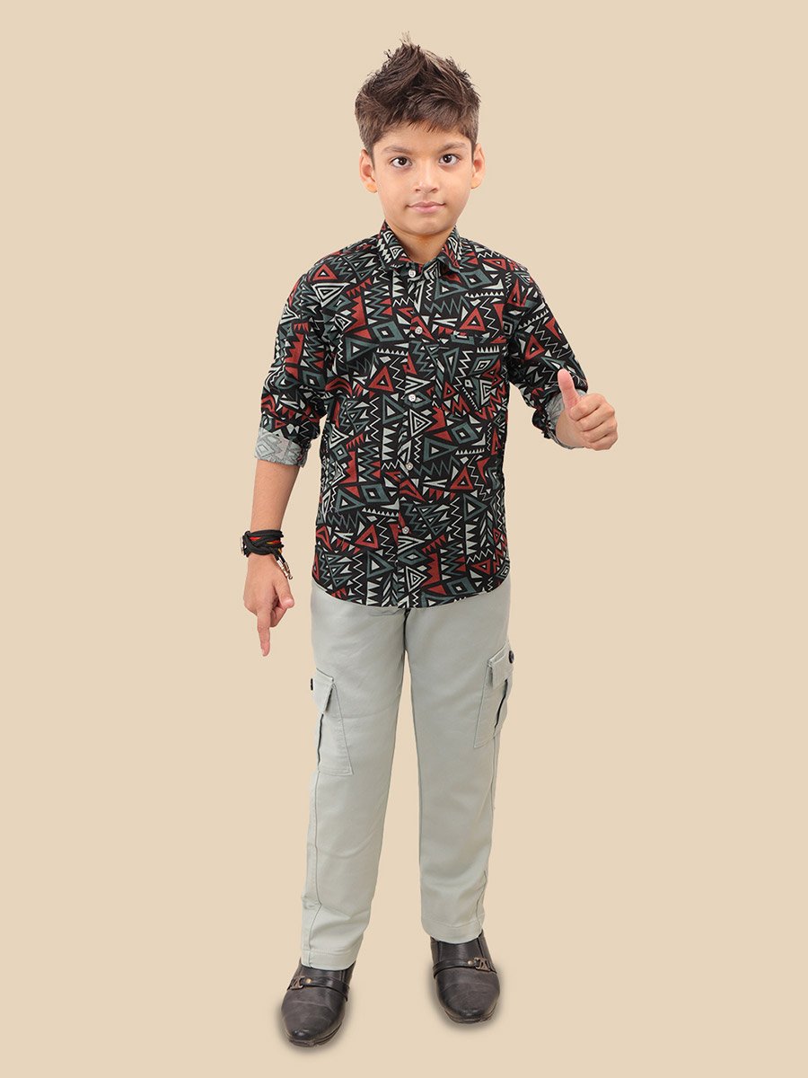 All-Over Print Long Sleeve Shirt and Pants Set