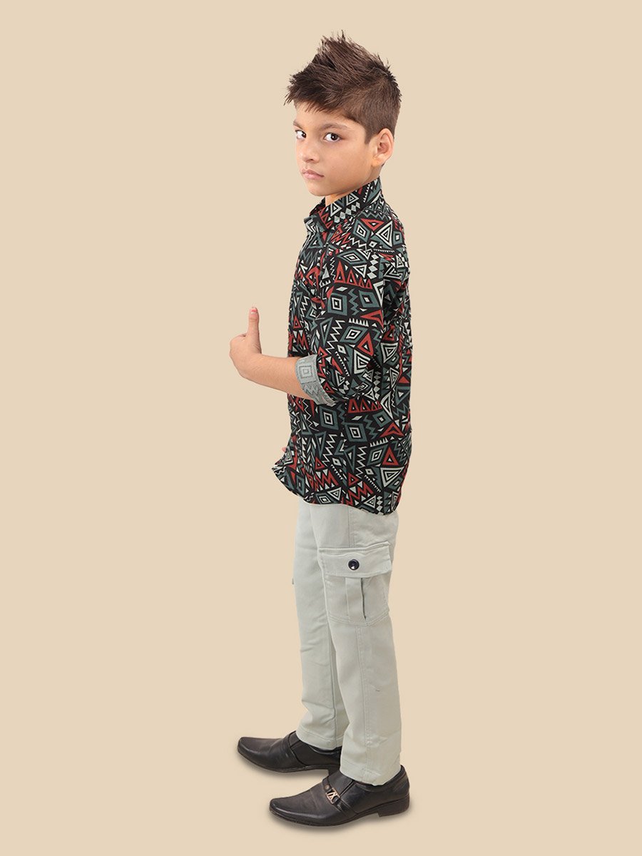 All-Over Print Long Sleeve Shirt and Pants Set