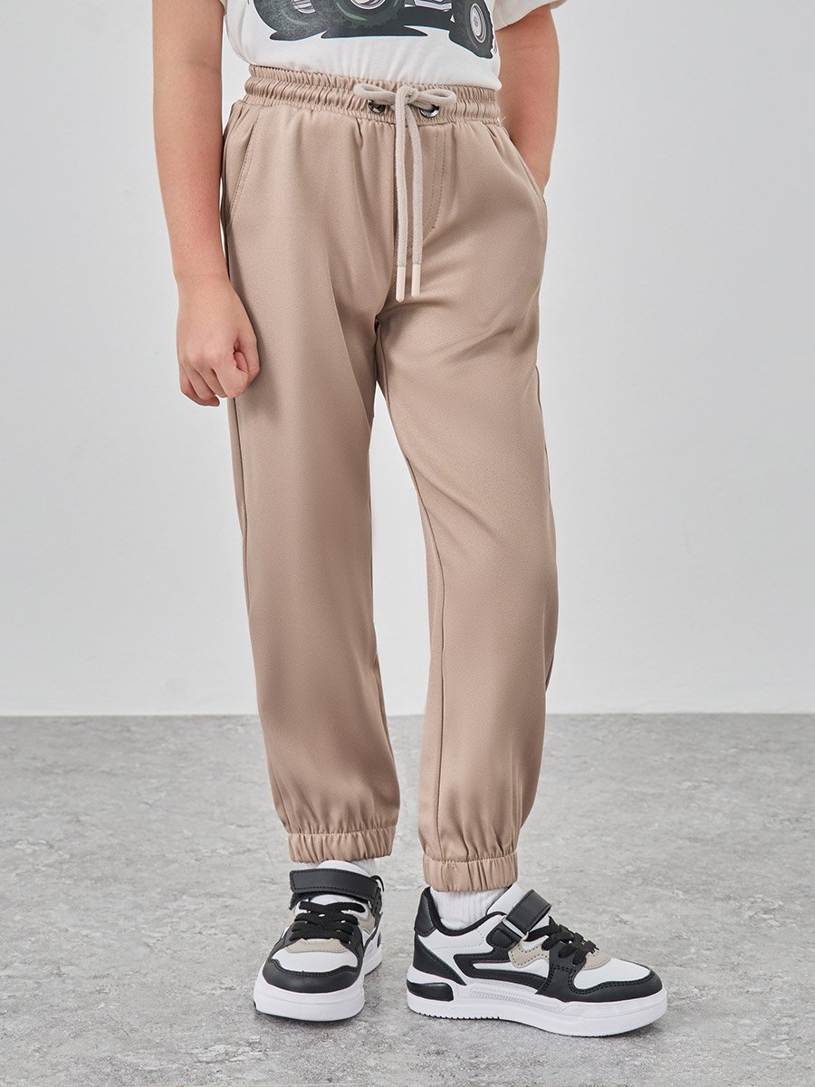 Solid Mid Rise Joggers with Drawstring