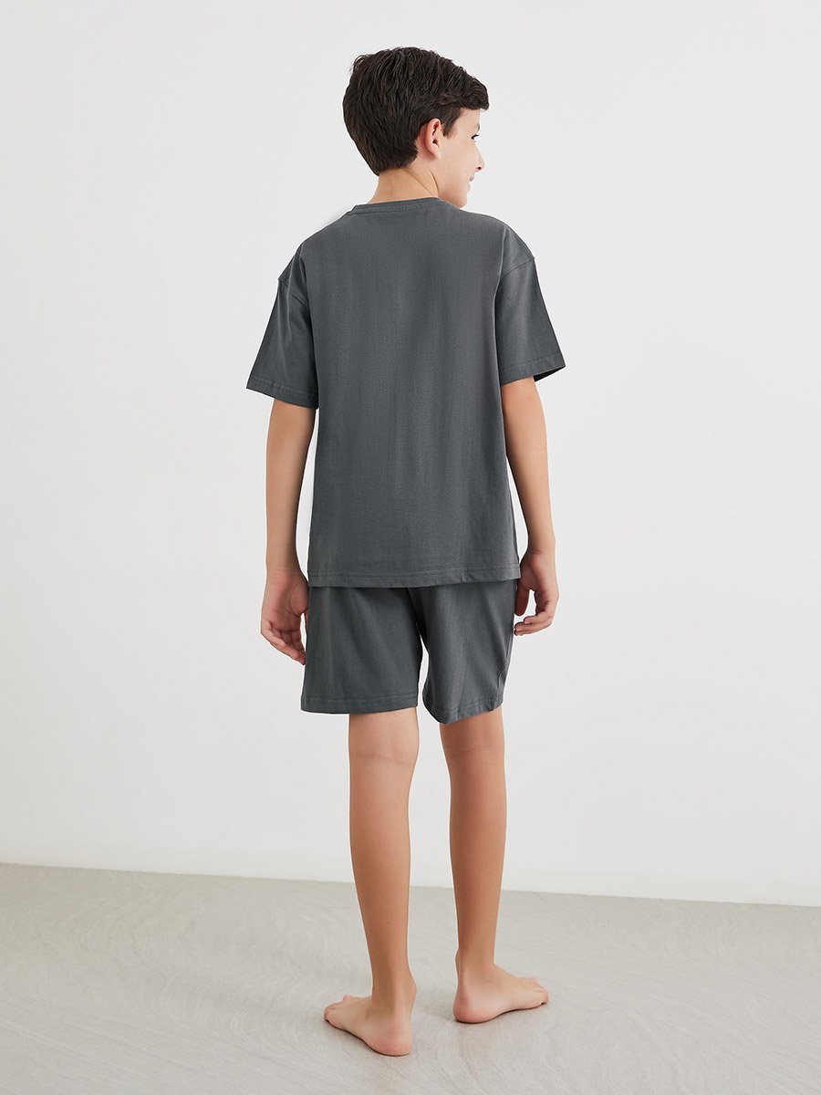 Solid Cotton T-Shirt and Shorts Set