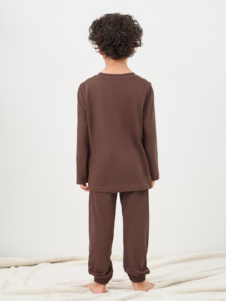 Boys Slogan Print Long Sleeve T-Shirt and Pyjama Set