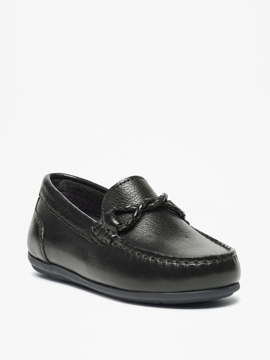 Solid Slip-On Loafers with Textured Trim