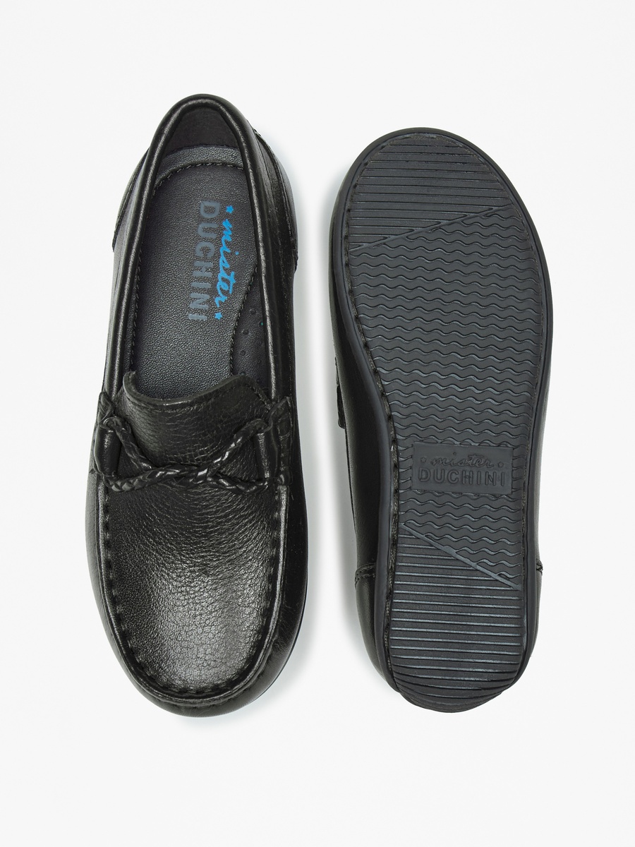Solid Slip-On Loafers with Textured Trim