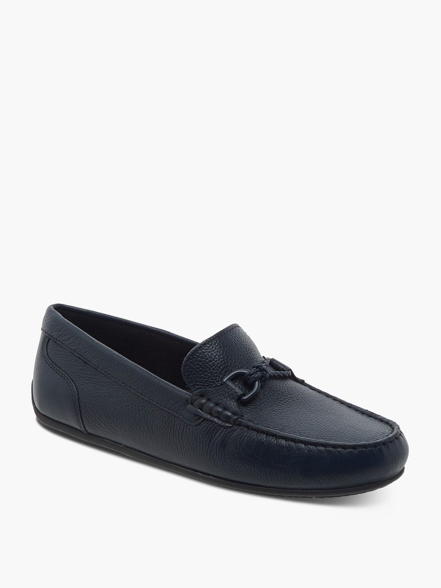 Textured Slip-On Moccasins with Metal Accent