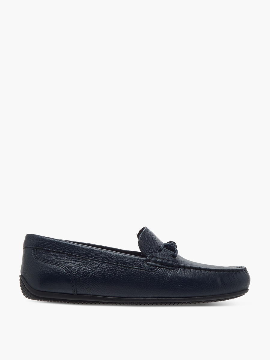 Textured Slip-On Moccasins with Metal Accent