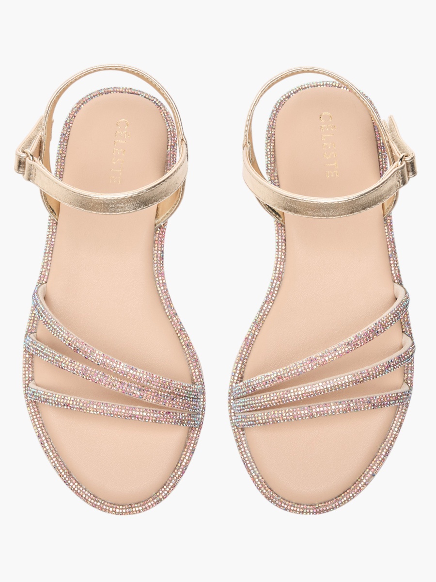 Embellished Strap Sandals with Hook and Loop Closure