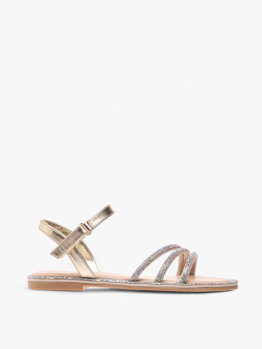 Embellished Strap Sandals with Hook and Loop Closure