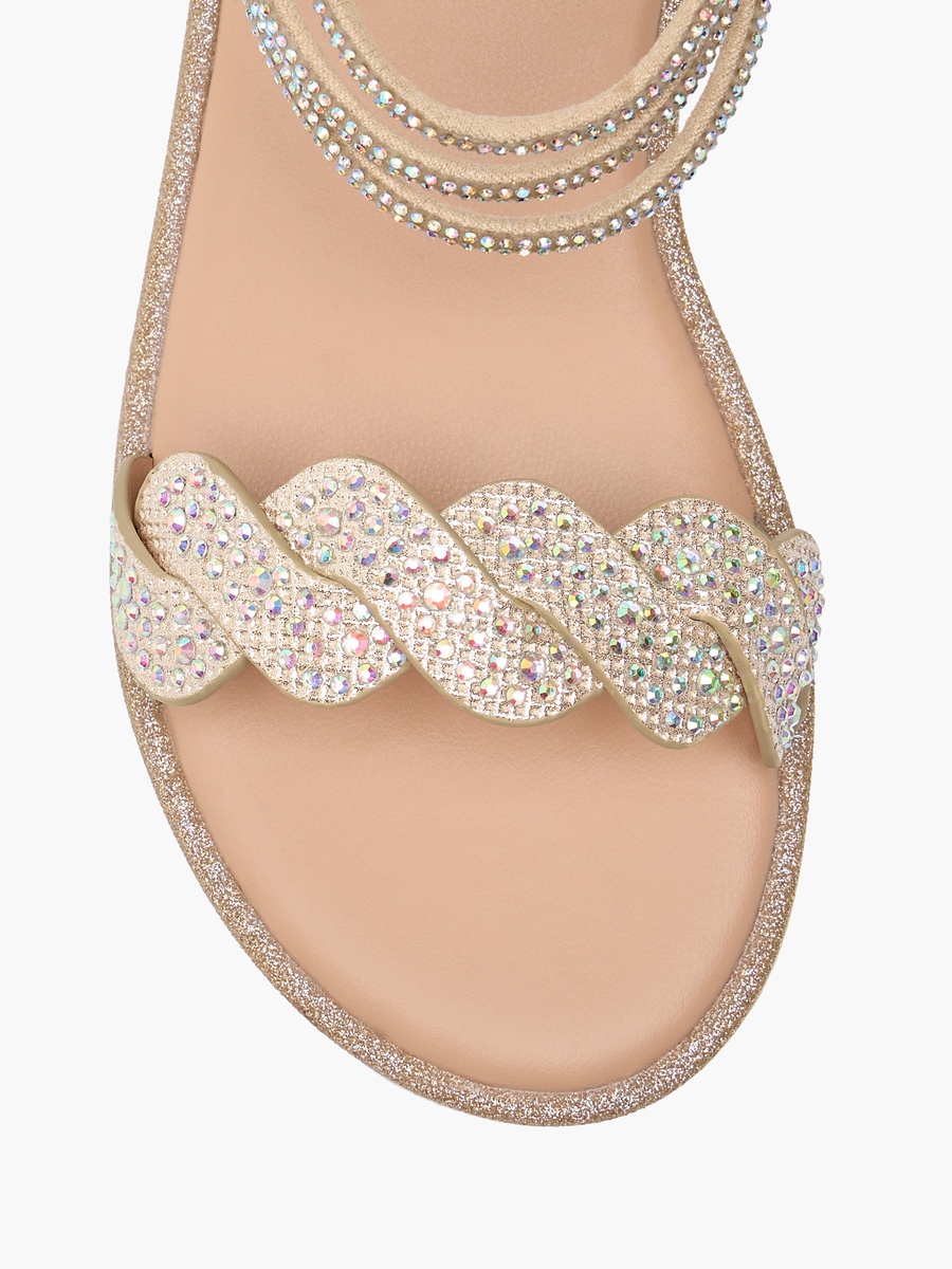 Embellished Ankle Strap Sandals with Zip Closure