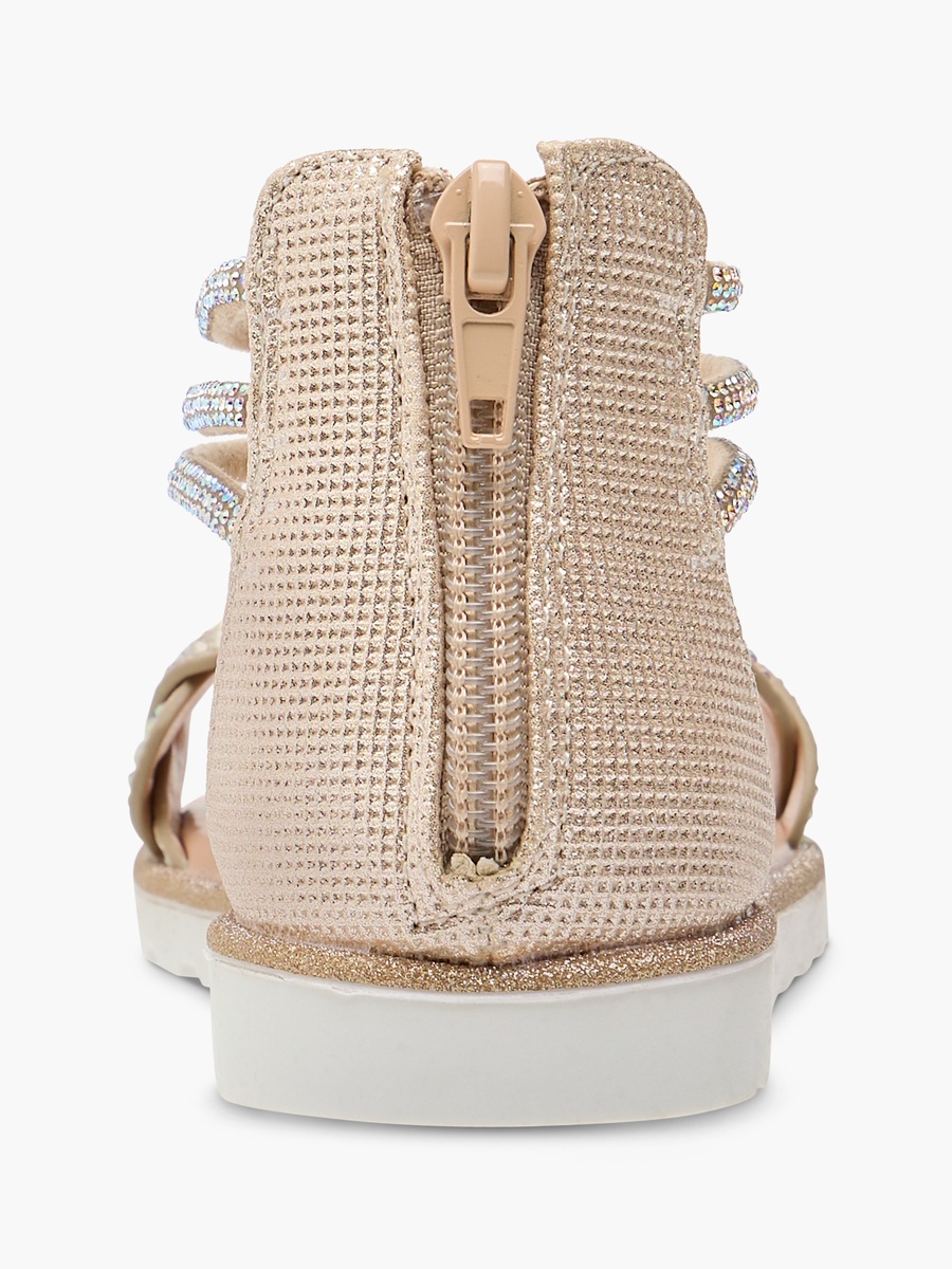 Embellished Ankle Strap Sandals with Zip Closure