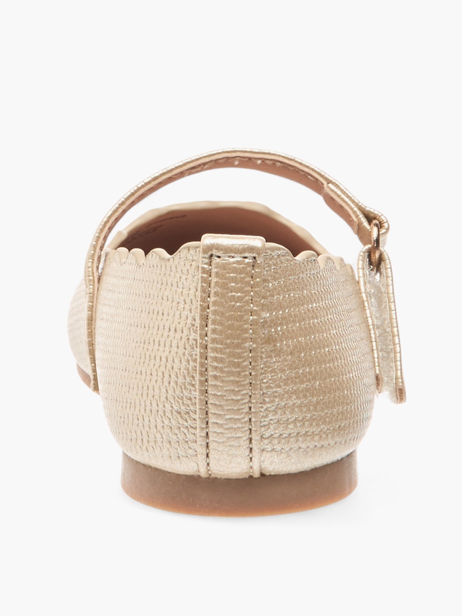 Scallop Detail Ballerina Shoes with Hook and Loop Closure