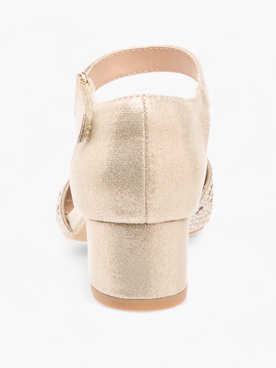 Embellished Block Heel Shoes with Ankle Strap and Cutout Detail