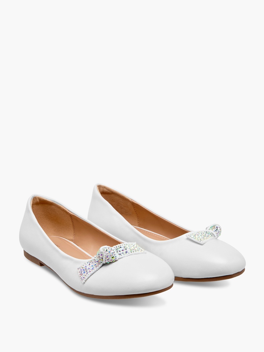 Studded Bow Detail Slip-On Ballerina Shoes