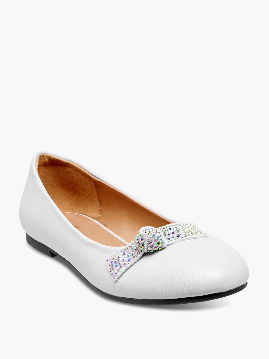 Studded Bow Detail Slip-On Ballerina Shoes