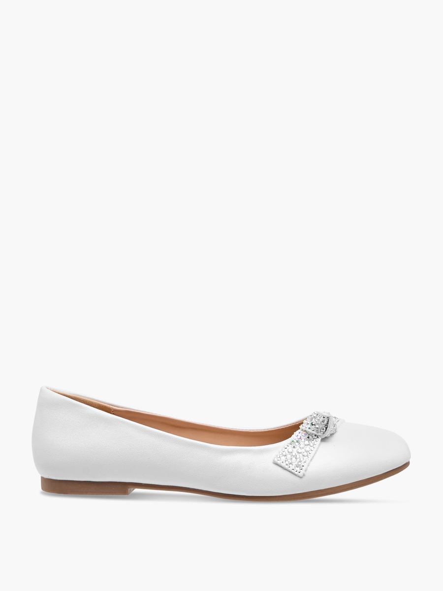 Studded Bow Detail Slip-On Ballerina Shoes