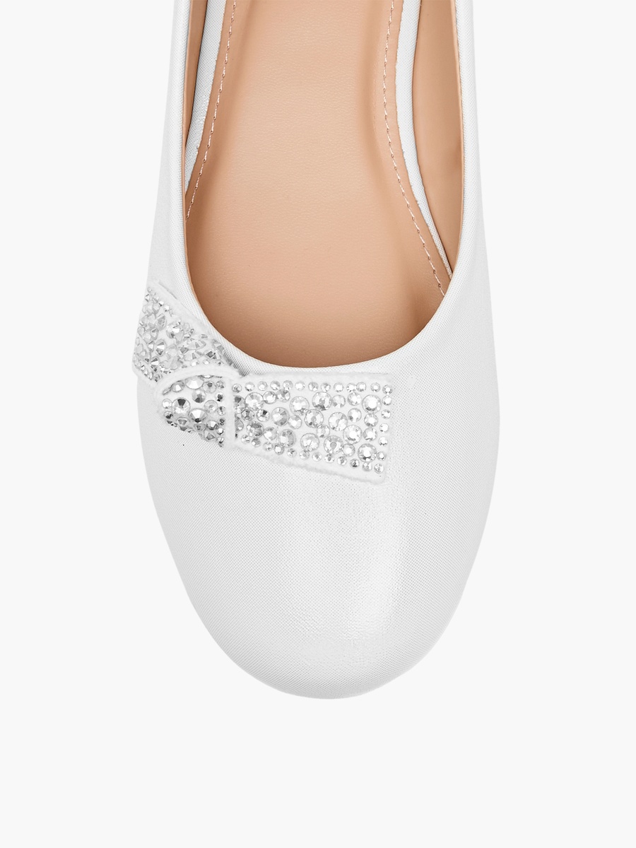 Studded Bow Detail Slip-On Ballerina Shoes