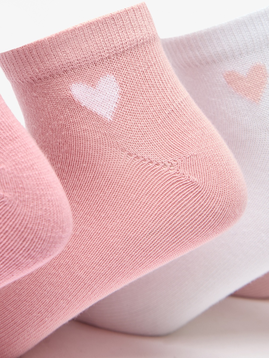 Heart Print Ankle Length Socks - Set of 5