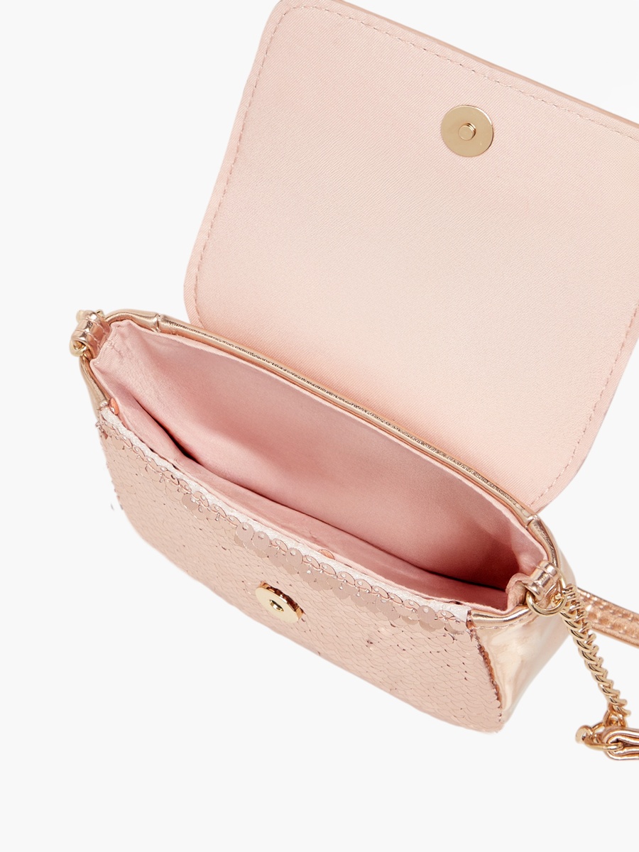 All-Over Embellished Crossbody Bag with Button Closure