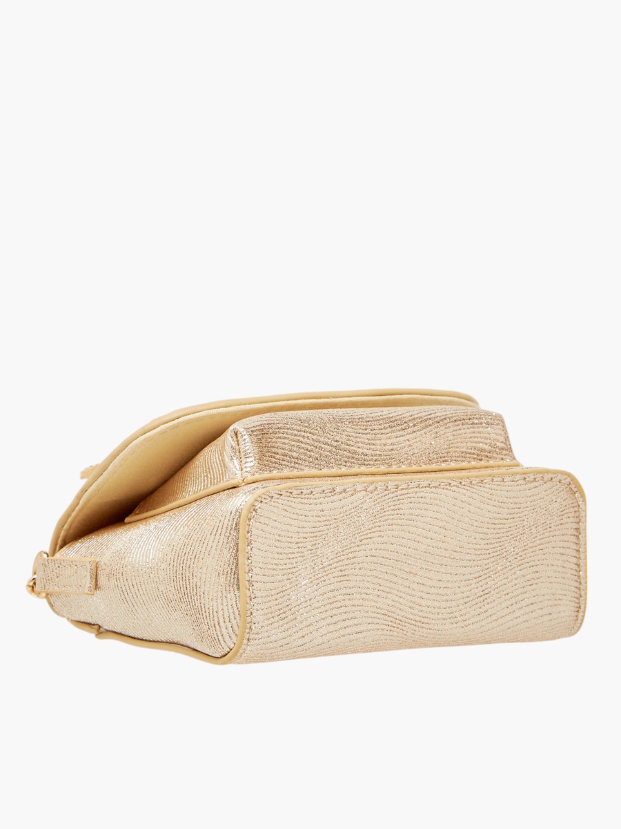 Embellished Crossbody Bag with Chain Strap and Button Closure