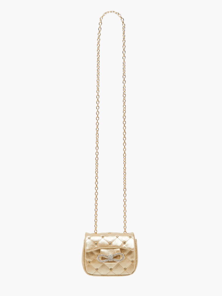 Embellished Crossbody Bag with Chain Strap and Button Closure