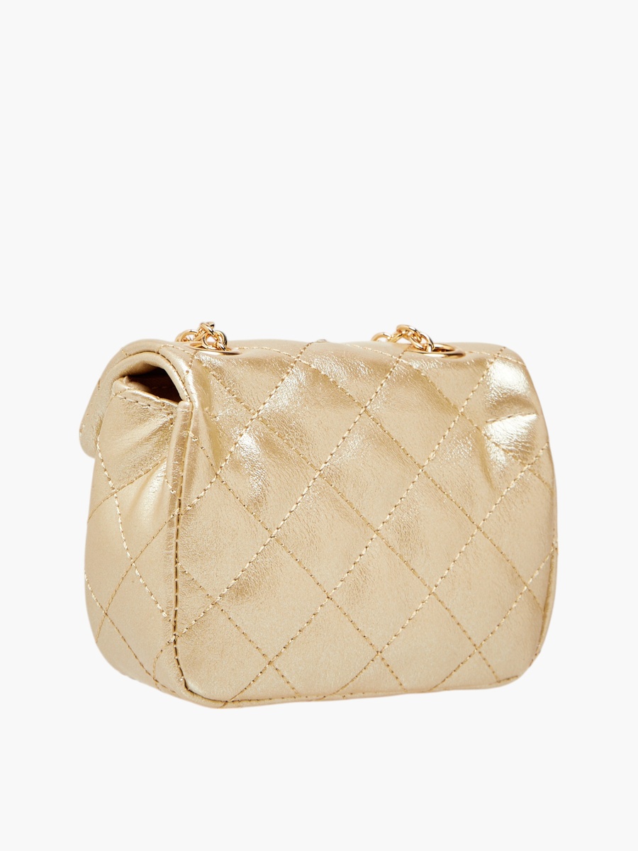 Embellished Crossbody Bag with Chain Strap and Button Closure