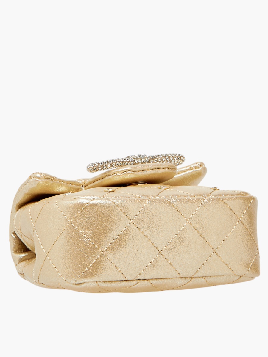 Embellished Crossbody Bag with Chain Strap and Button Closure