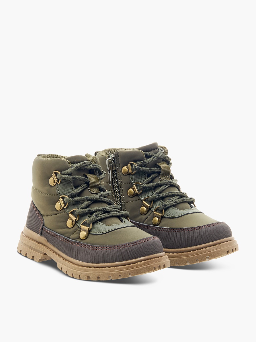 Panelled Ankle Boots with Zip Closure and Pull Tabs