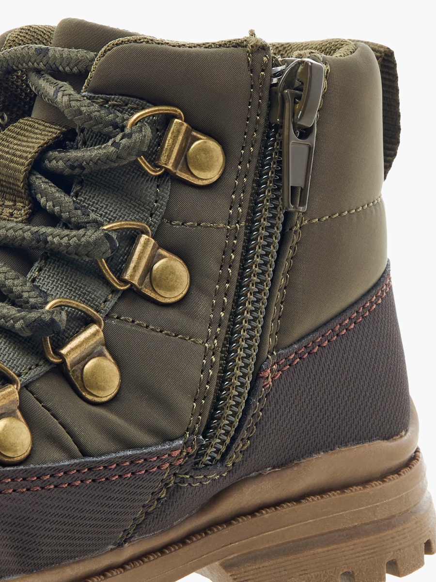 Panelled Ankle Boots with Zip Closure and Pull Tabs