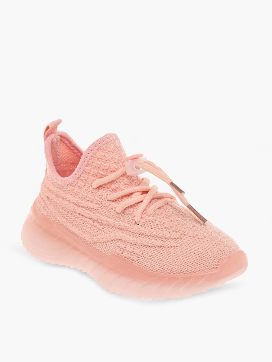 Monotone Sports Shoes with Lace-Up Closure