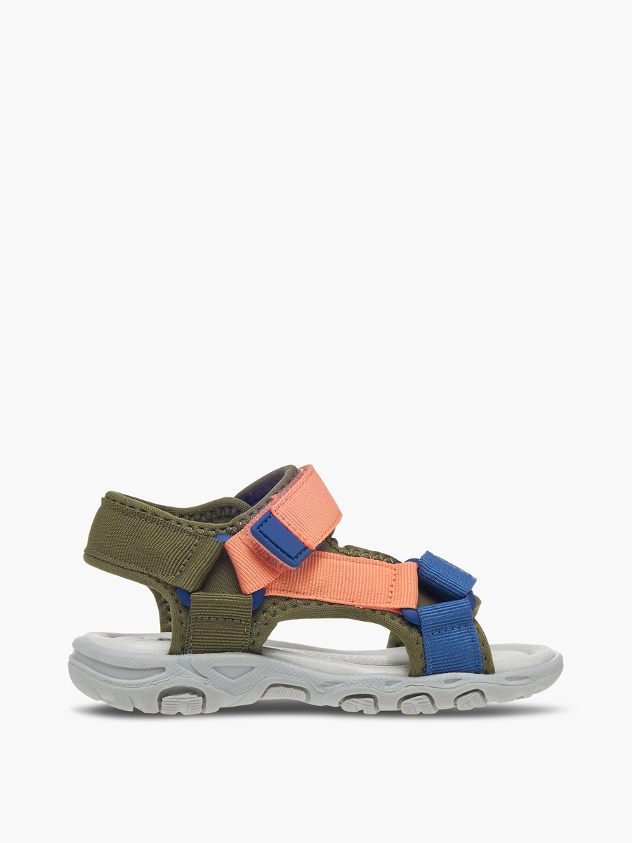 Colourblock Sandals with Hook and Loop Closure