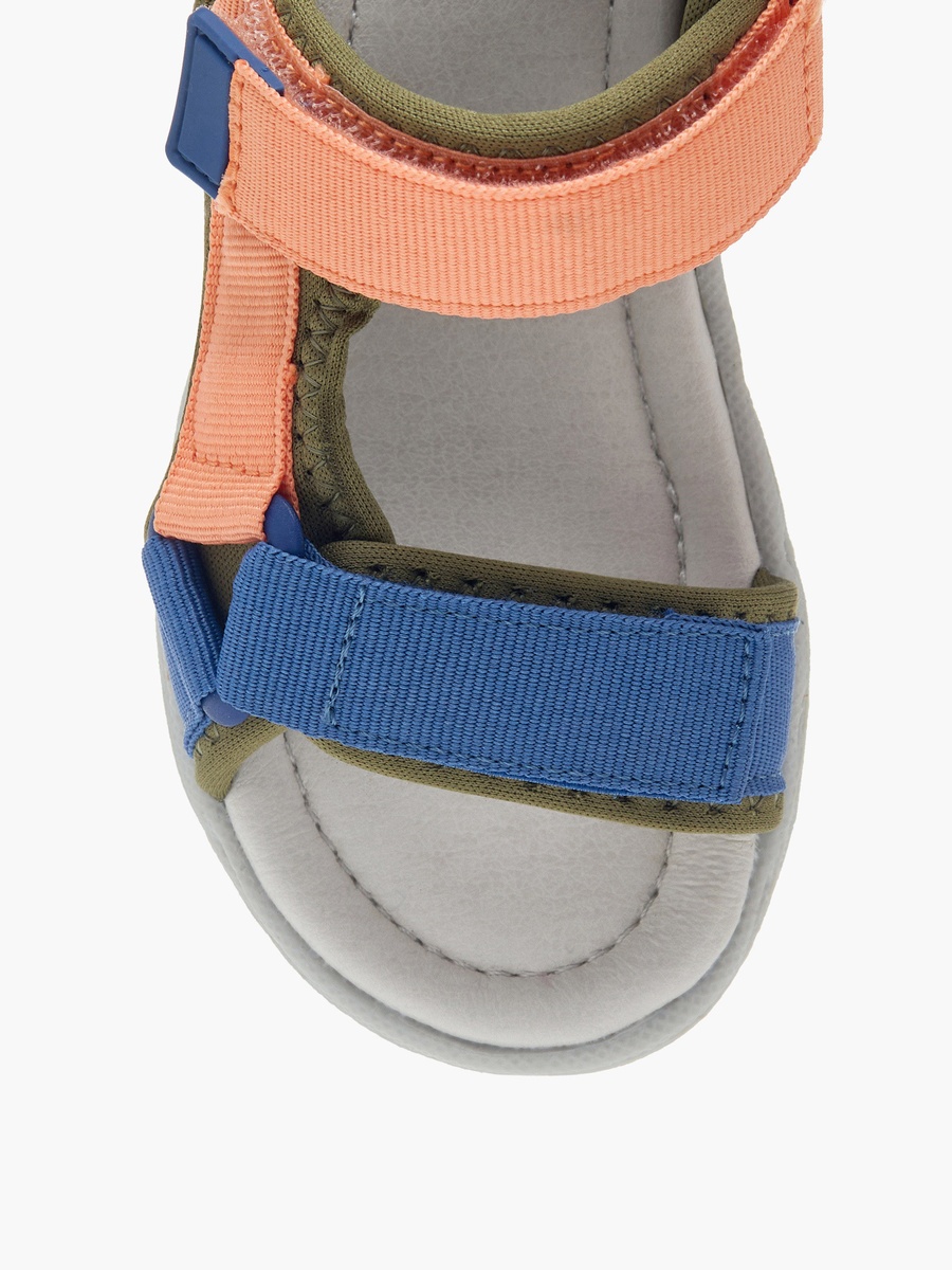 Colourblock Sandals with Hook and Loop Closure
