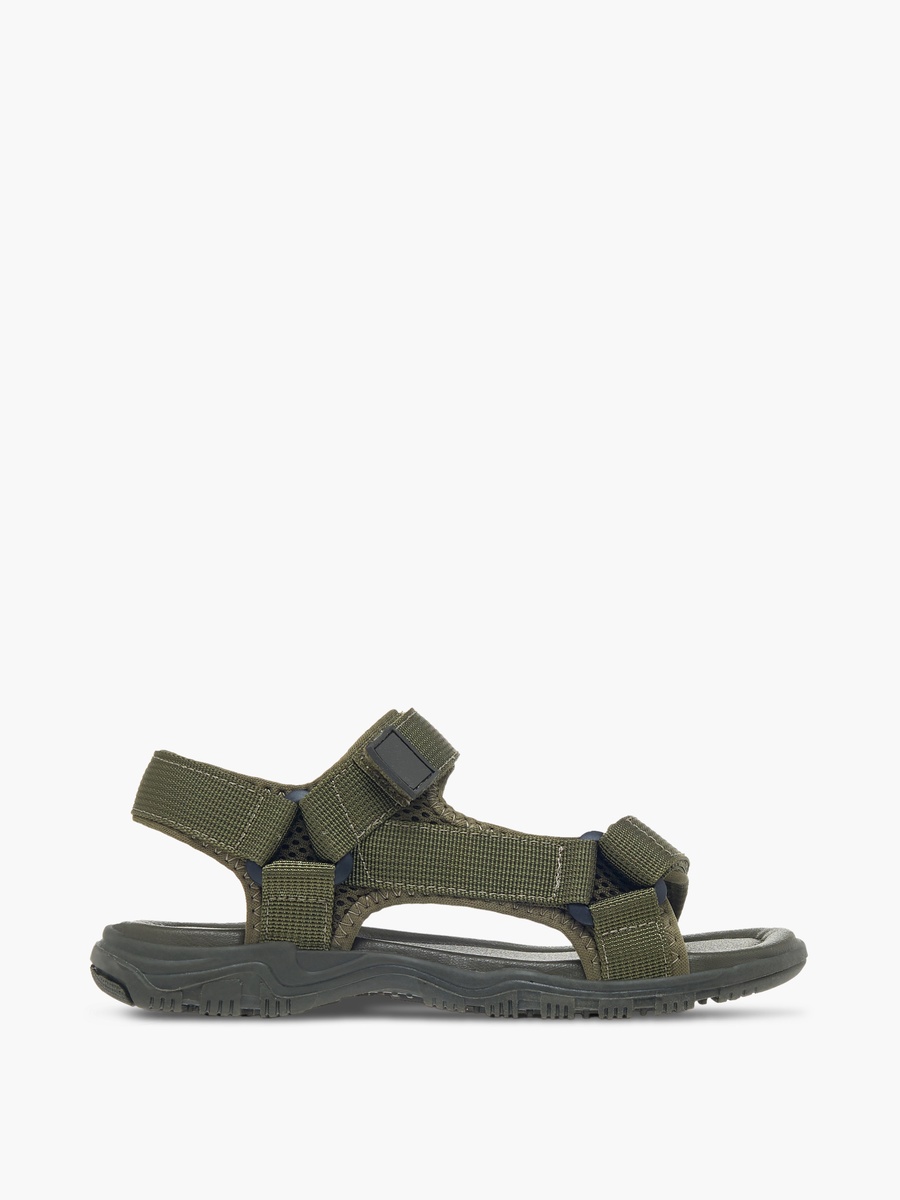 Textured Sandals with Hook and Loop Closure