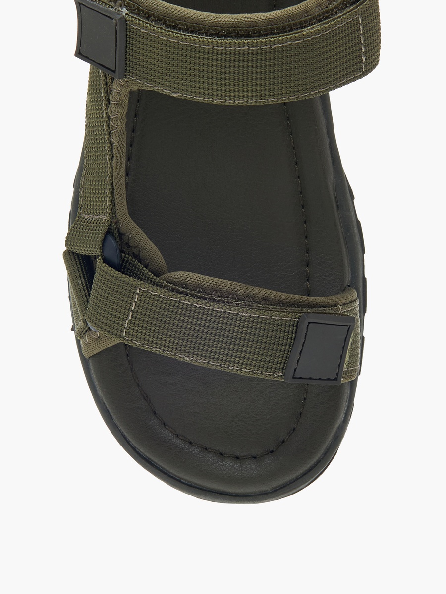 Textured Sandals with Hook and Loop Closure