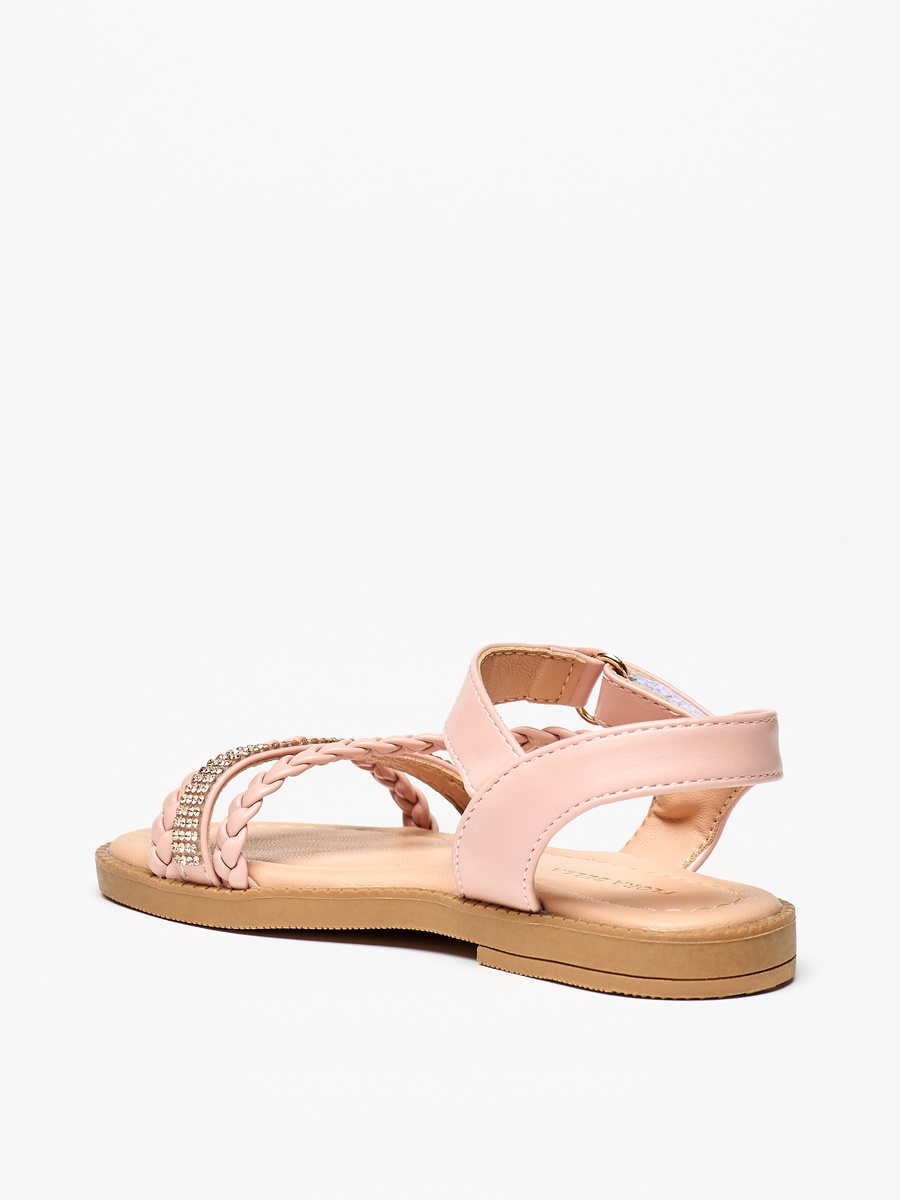 Embellished Sandals with Hook and Loop Closure