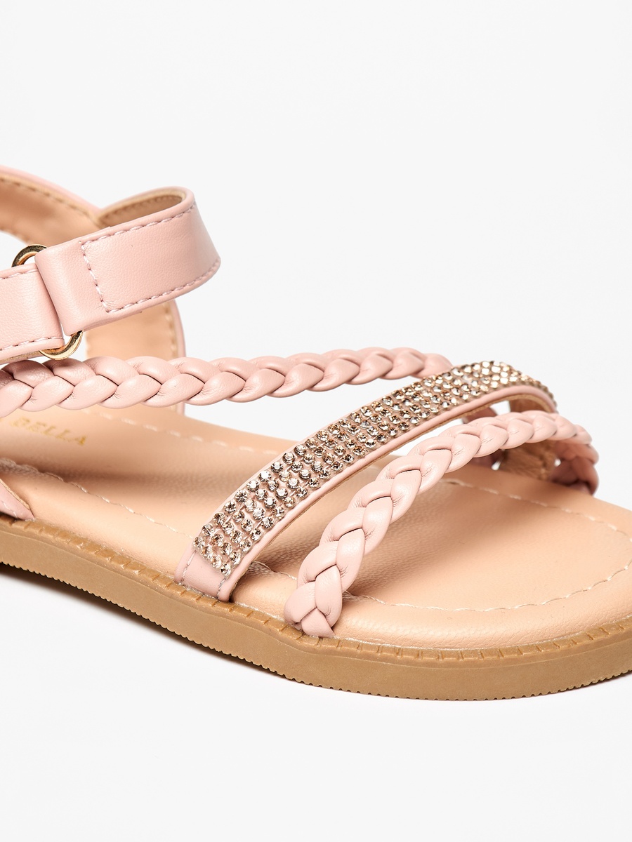 Embellished Sandals with Hook and Loop Closure