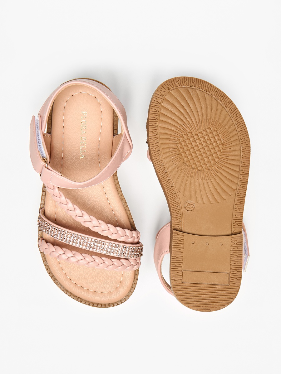Embellished Sandals with Hook and Loop Closure