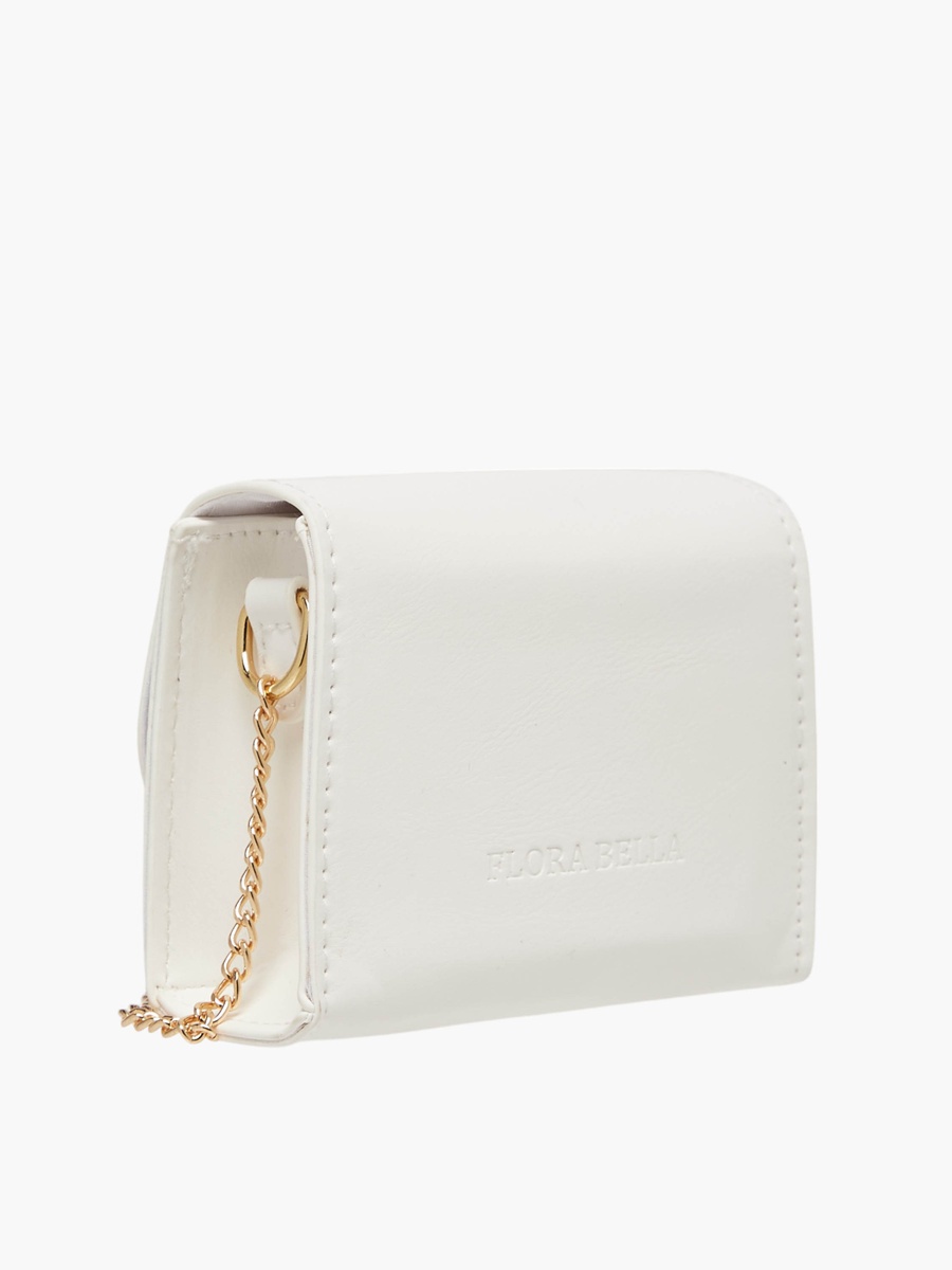 Bow Embellished Crossbody Bag with Chain Strap and Button Closure